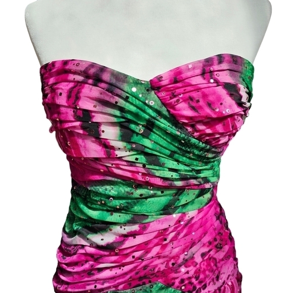 NWT Love Tease Strapless Dress, Gauzy Mixed Animal Print Over Lining, Size Small - Picture 2 of 6